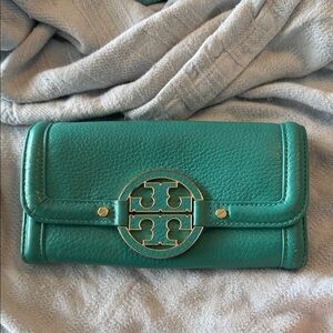 Tory Burch Turquoise Leather Clutch